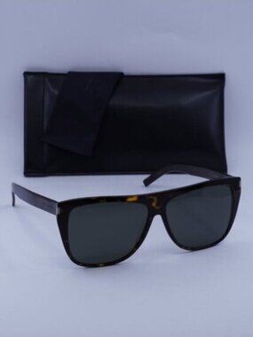 Saint Laurent SL 1 SLIM 002 Square Sunglasses - Havana/Grey
